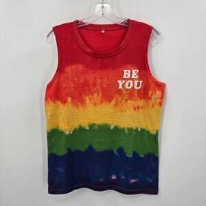 Unbranded Rainbow Tie Dye Be You Muscle Tank Top Mens Medium Pride Sleeveless